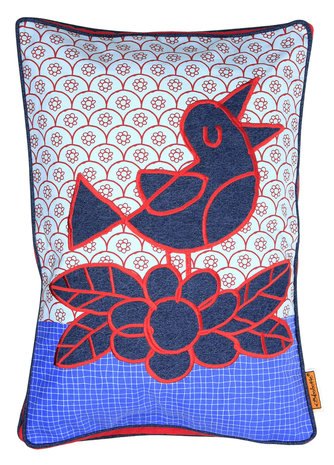 Kussen Daisy bird applique 50x70cm